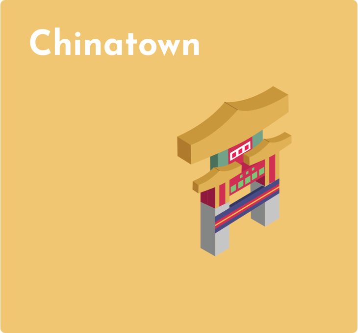 Drexel Student Location - Pale Yellow Background Isometric Digital Rendering of Chinatown Archway/Gate - Grid Item 18