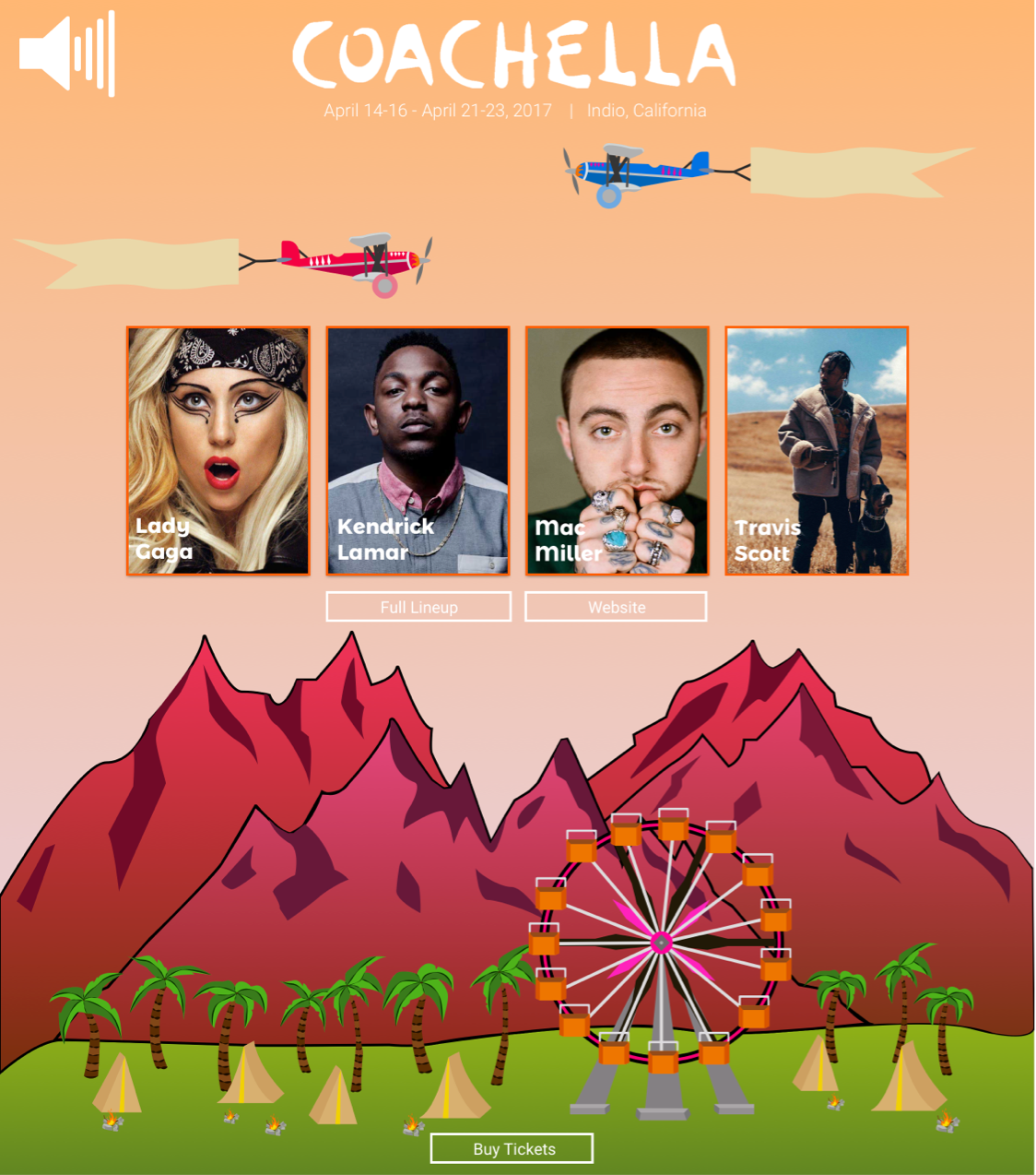 Static Image of Live Finished Interactive Digital Coachella Poster on Desktop Accessible via Website
