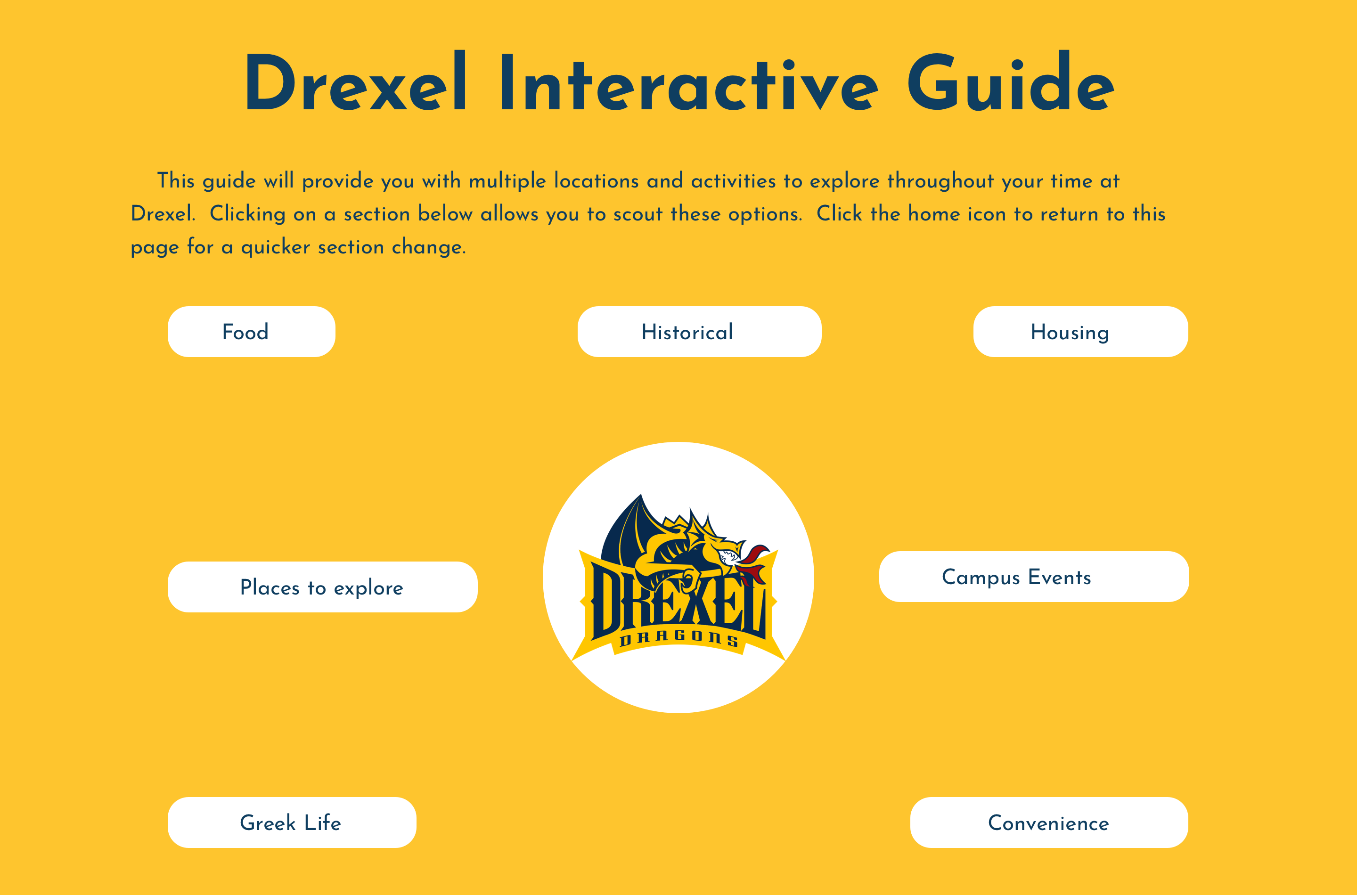 Static Desktop Screen of Drexel Interactive Guide User Interface - Grid Item 7