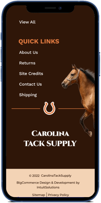 Static Image of CarolinaTackSupply Live Site Mobile Mockup 1