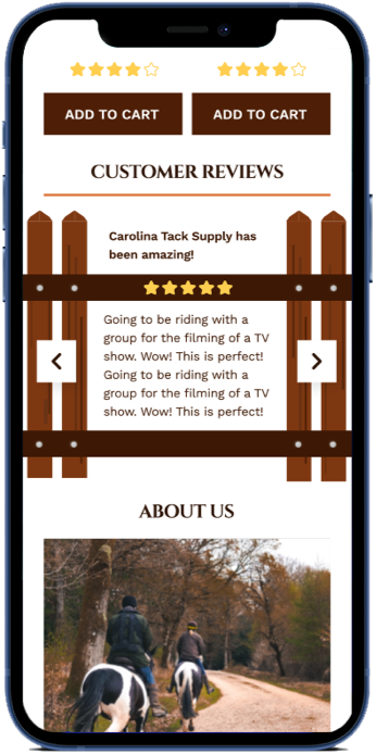 Static Image of CarolinaTackSupply Live Site Mobile Mockup 2