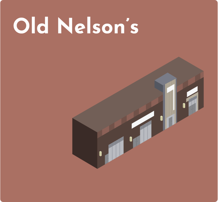 Drexel Student Location - Shaded Red Background Isometric Digital Rendering of Old Nelson's - Grid Item 15
