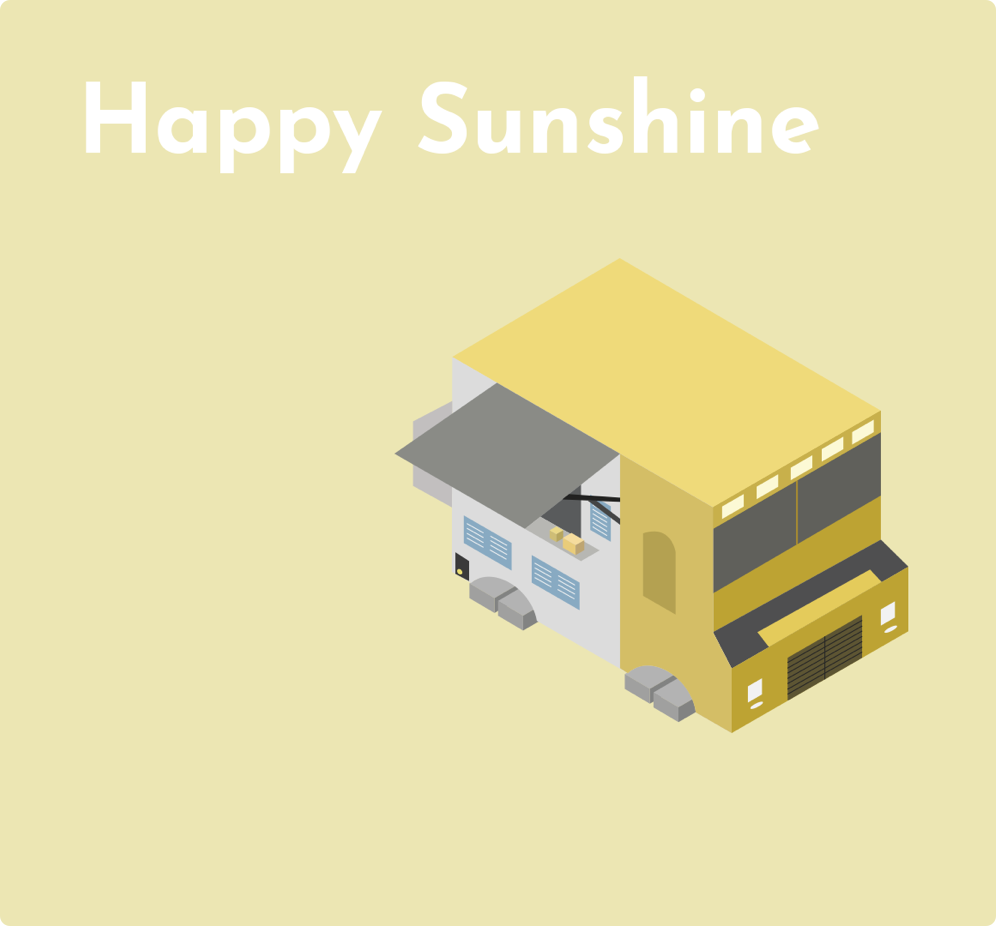 Static Image of High Fidelity Digital Rendering of Isometric Happy Sunshine Food Truck